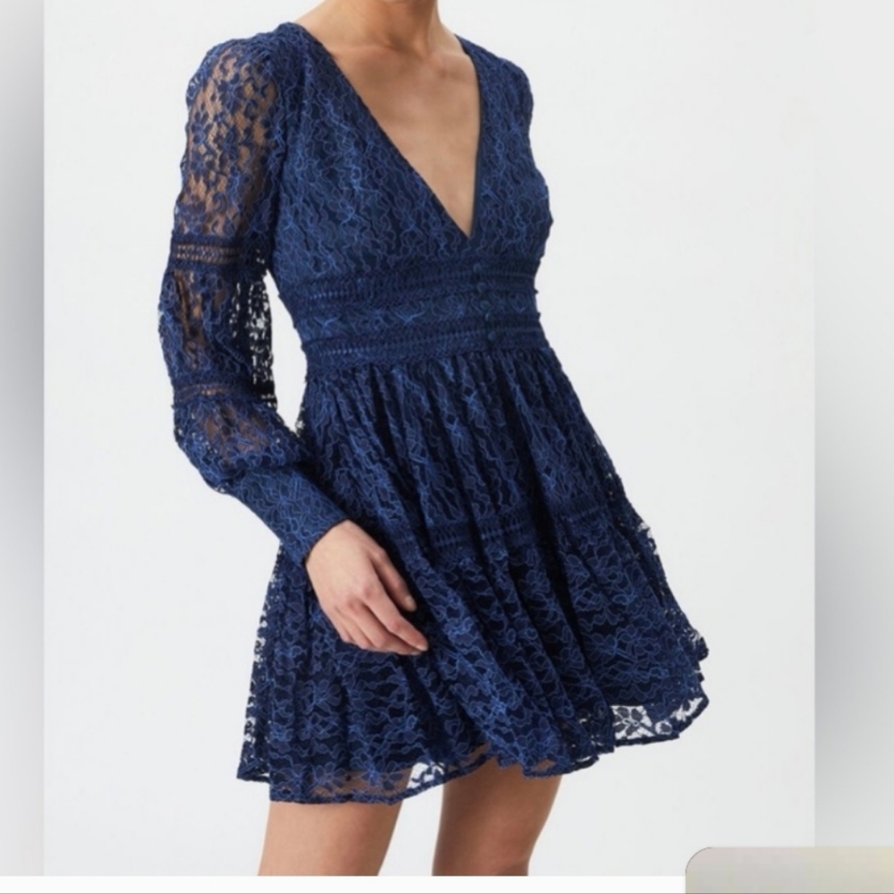 Bardot Women's Size 4 Blue Venice Lace Mini Dress New with Tags